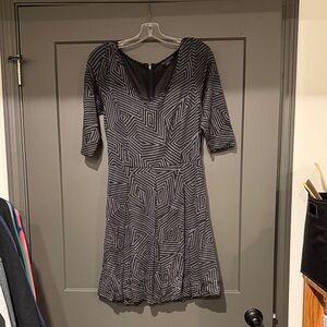 Armani Exchange Black & Gray Geometric Midi Dress